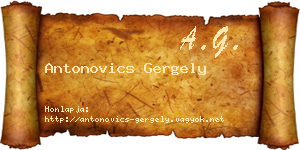 Antonovics Gergely névjegykártya